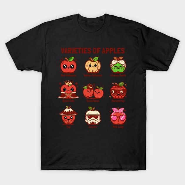 Varieties of apples - Funny apple types - Red T-Shirt by LittleAna